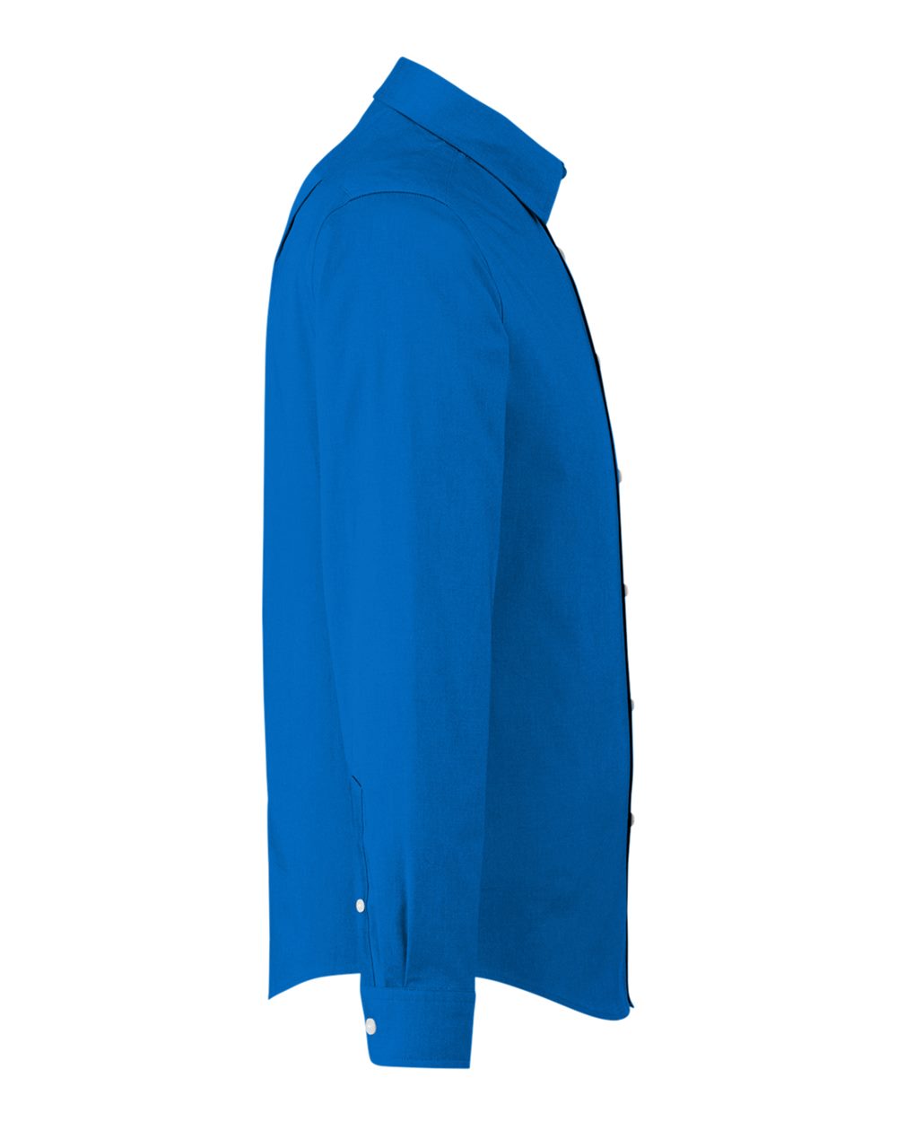 Left View of French Blue Melange Men's CrownLux Performance® Spencer Poplin Dress Shirt - DG505