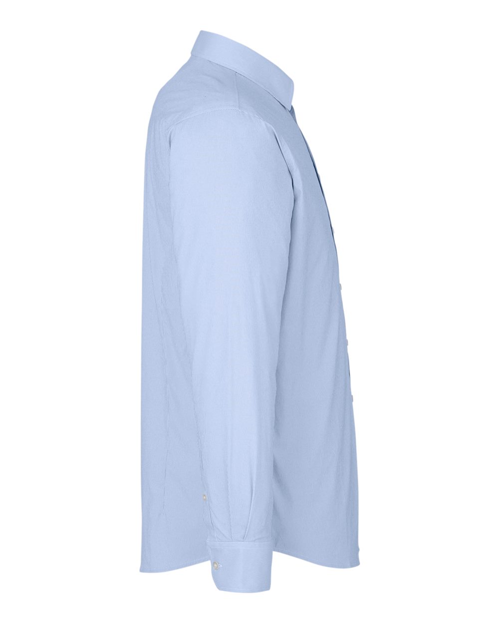 Left View of French Blue/ White Men's CrownLux Performance® Microstripe Dress Shirt - DG537