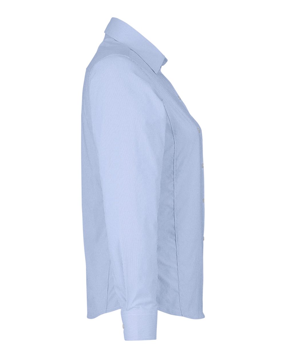 Left View of French Blue/ White Women's CrownLux Performance® Microstripe Dress Shirt - DG537W