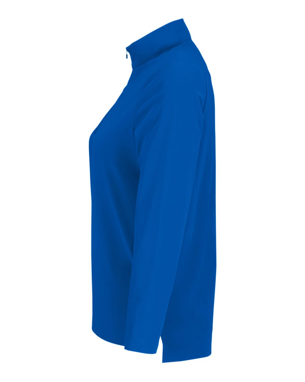 Left View of French Blue Women's CrownLux Performance® Windsor Welded Quarter-Zip Pullover - DG410W