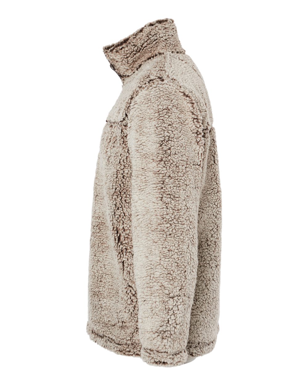 Left View of Frosty Chocolate Sherpa Fleece Quarter-Zip Pullover - Q10