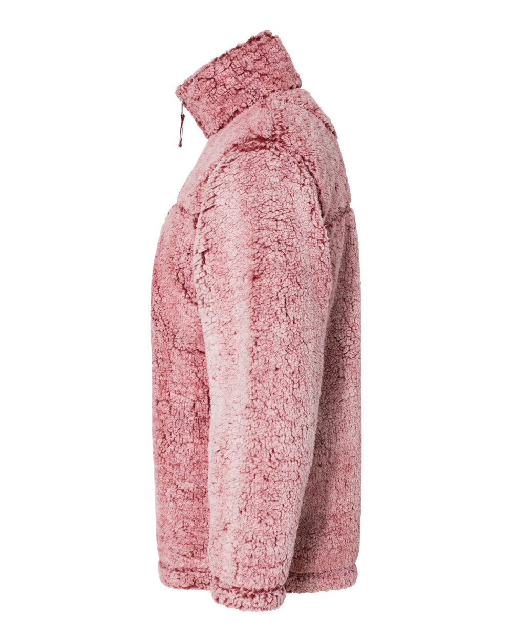 Left View of Frosty Garnet Sherpa Fleece Quarter-Zip Pullover - Q10