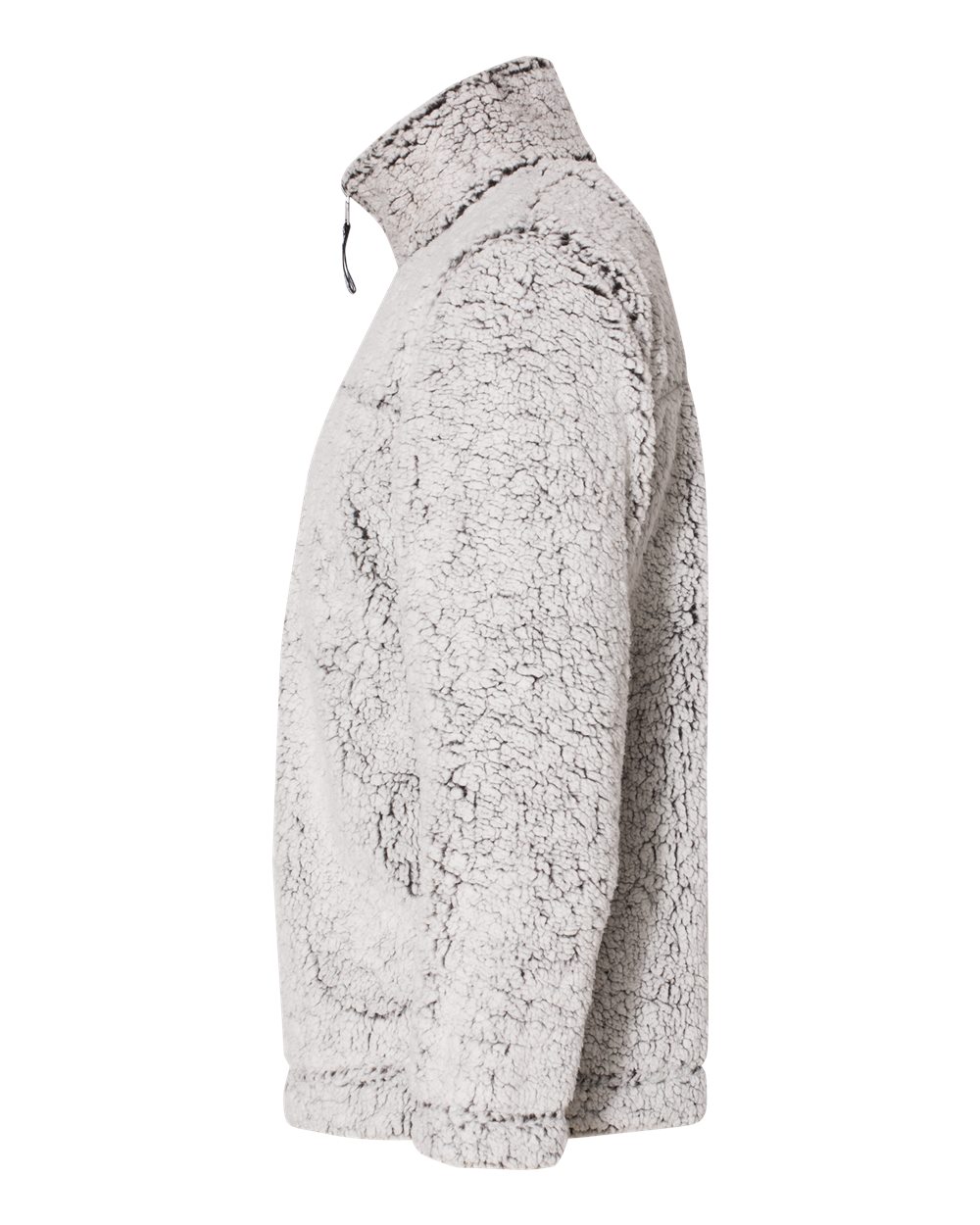 Left View of Frosty Grey Sherpa Fleece Quarter-Zip Pullover - Q10