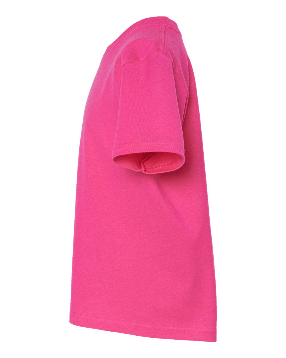 Left View of Fuchsia Youth Fine Jersey T-Shirt - 235