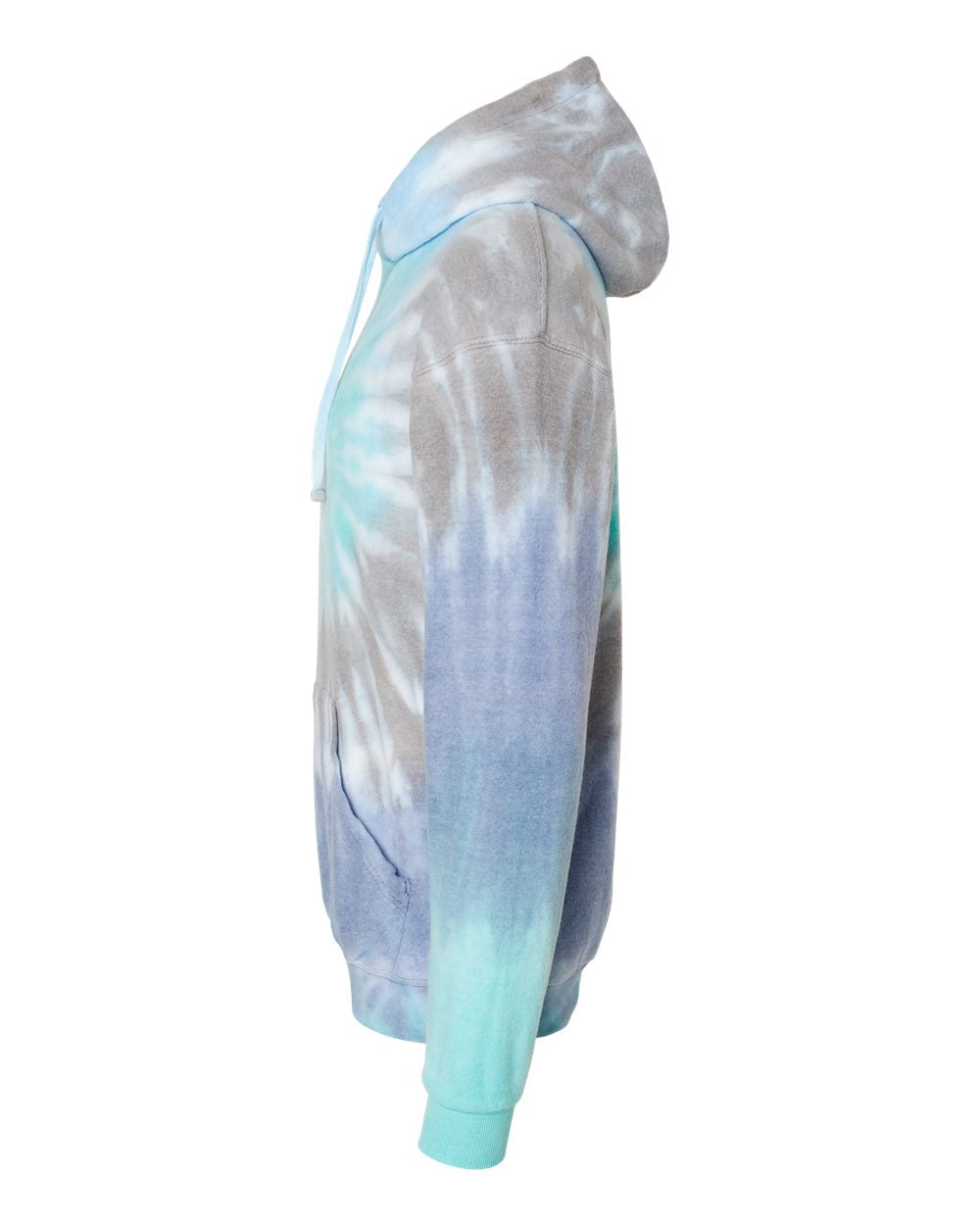 Left View of Glacier Tie-Dyed Cloud Fleece Hooded Sweatshirt - 8600