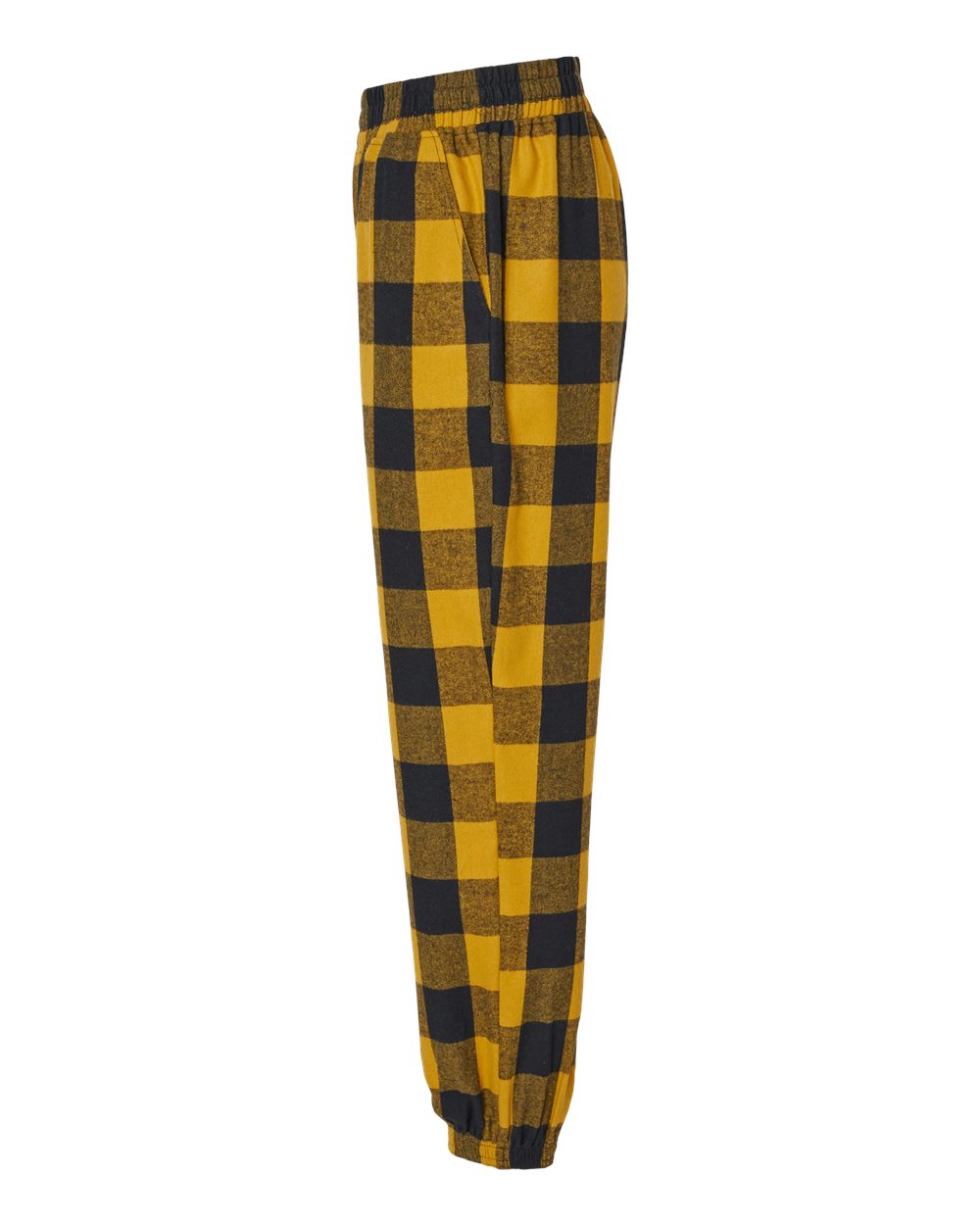 Left View of Gold/ Black Flannel Joggers - 8810