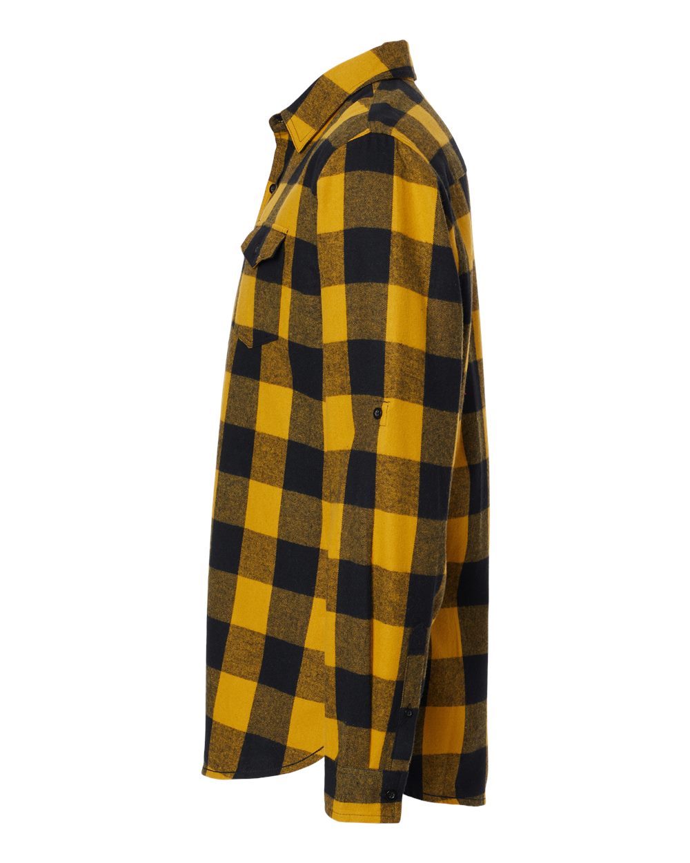 Left View of Gold/ Black Yarn-Dyed Flannel Shirt - 8210