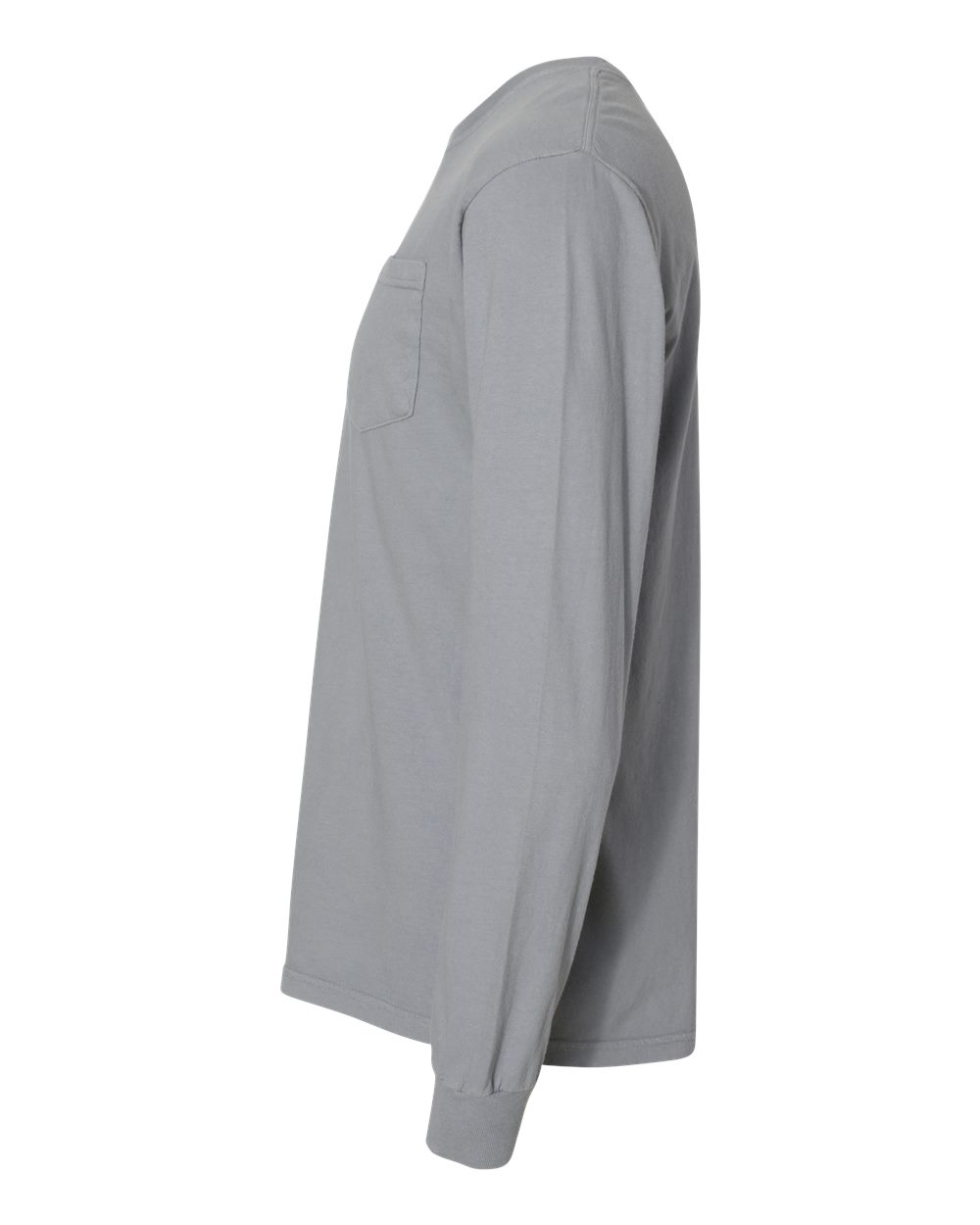 Left View of Granite Garment-Dyed Heavyweight Long Sleeve Pocket T-Shirt - 4410