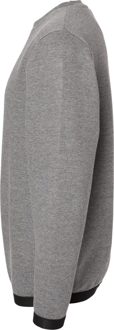 Left View of Granite Heather/ Black The Statement Fleece Crewneck Sweatshirt - 6789