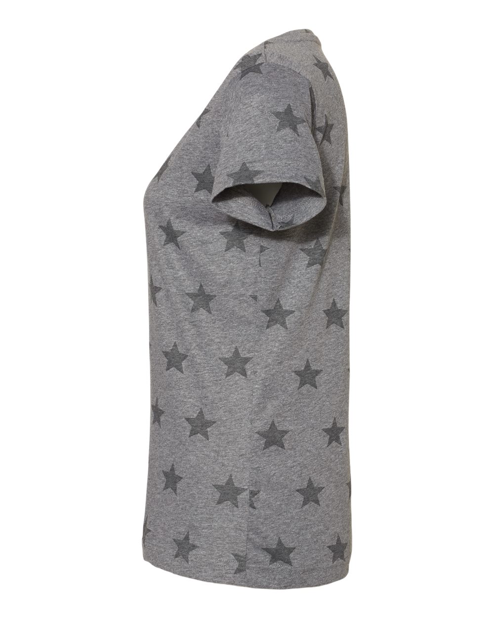 Left View of Granite Heather Star Women's Star Print Scoop Neck Tee - 3629