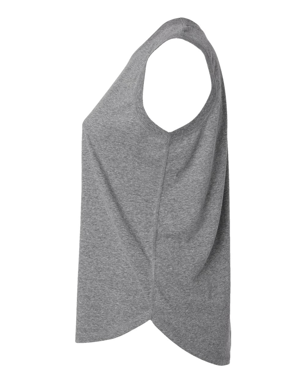 Left View of Granite Heather Women's Curvy Relaxed Fine Jersey Tank - 3892