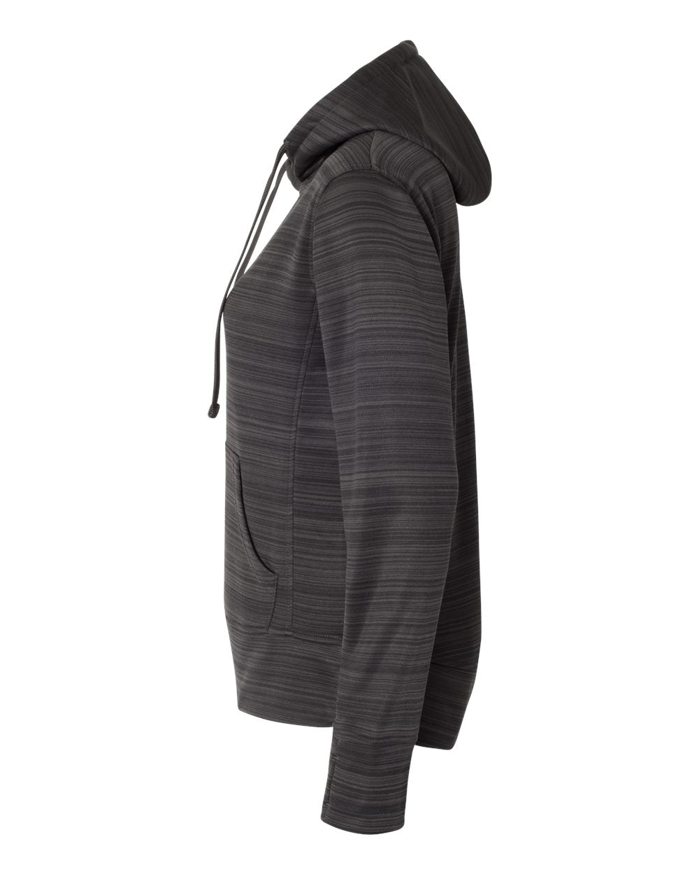 Left View of Granite Women's Odyssey Striped Performance Fleece Lapover Hooded Sweatshirt - 8662