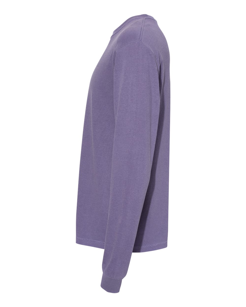 Left View of Grape Garment-Dyed Heavyweight Long Sleeve T-Shirt - 6014