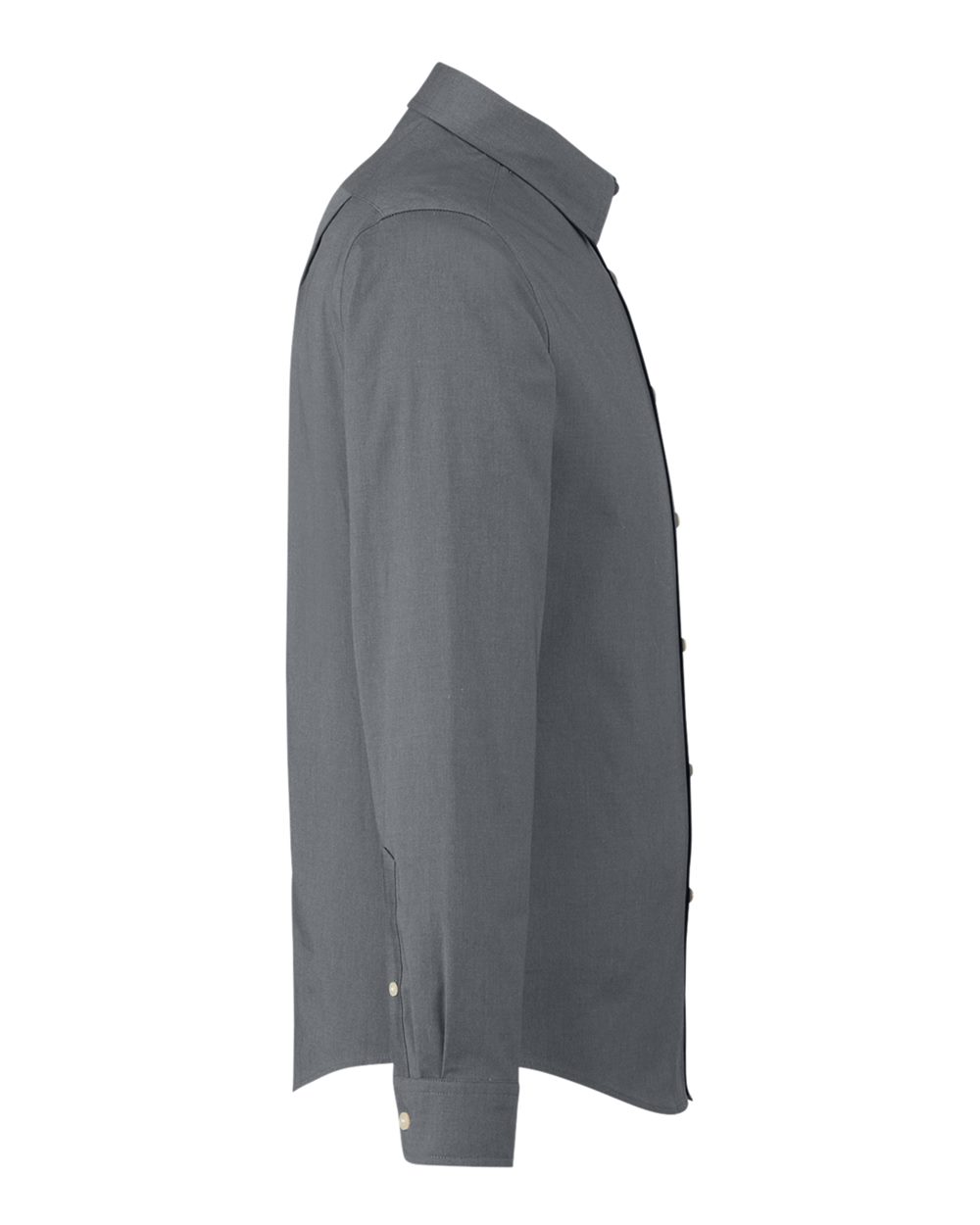 Left View of Graphite Melange Men's CrownLux Performance® Spencer Poplin Dress Shirt - DG505