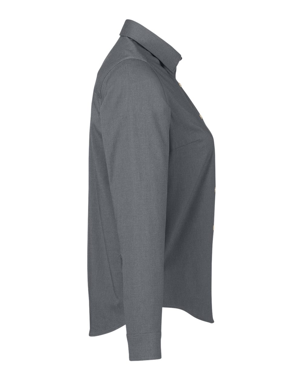 Left View of Graphite Melange Women's CrownLux Performance® Spencer Poplin Dress Shirt - DG505W