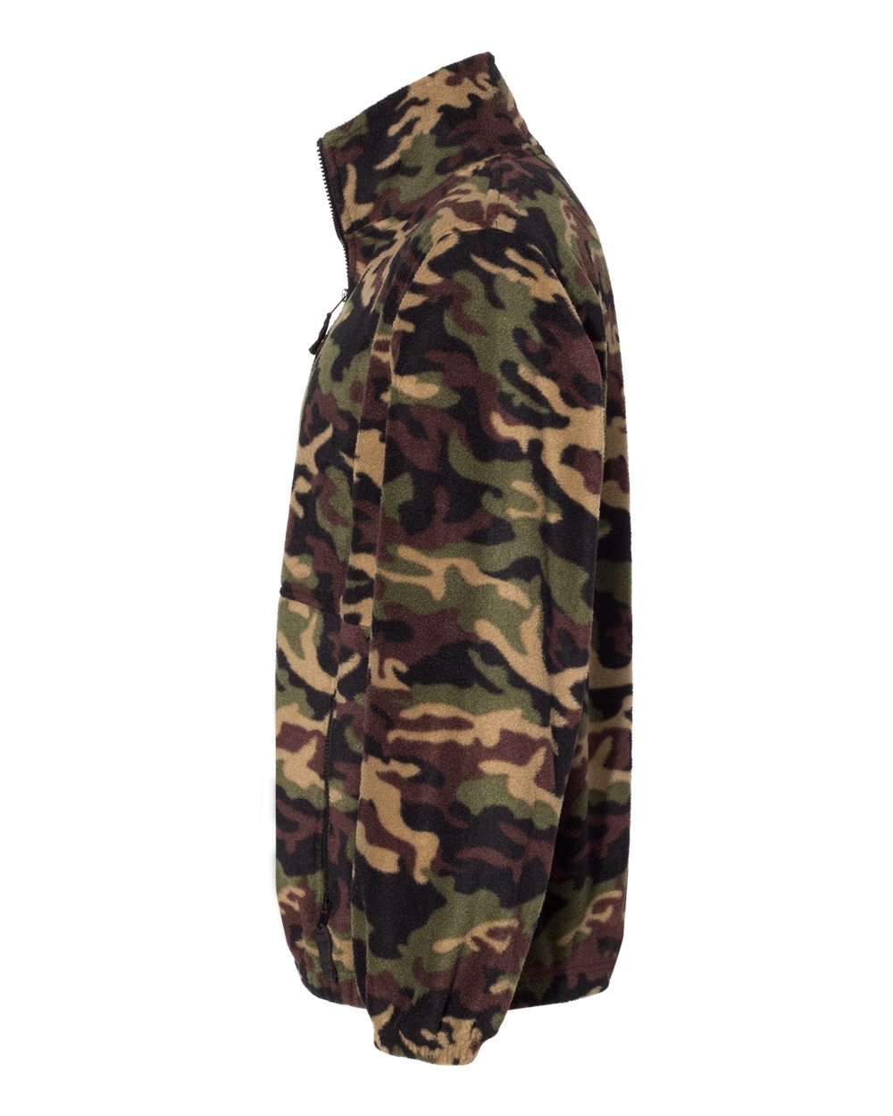 Left View of Green Camo Fleece Full-Zip Jacket - 3061