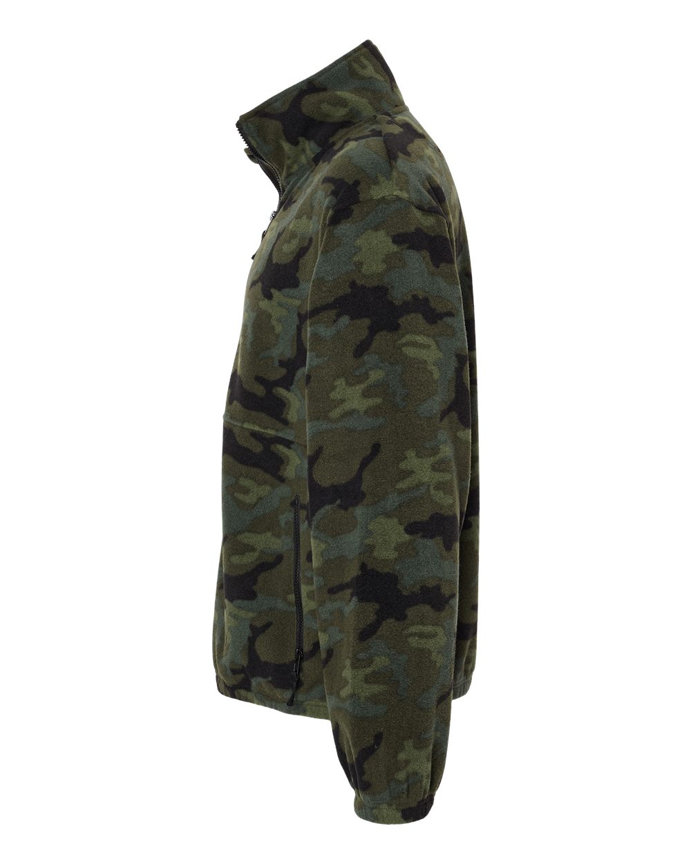 Left View of Green Camo Polar Fleece Full-Zip Jacket - 3062
