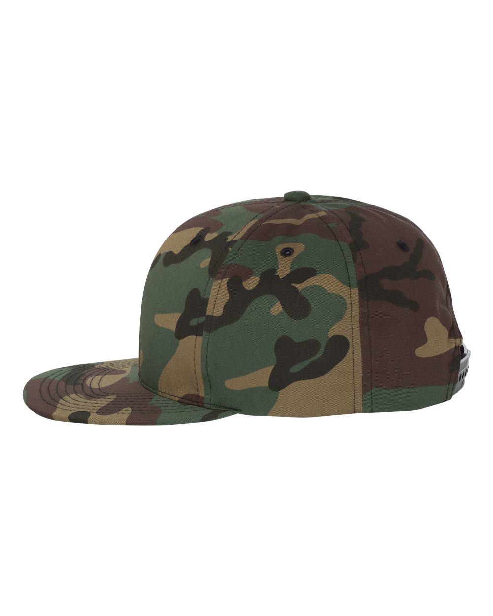 Left View of Green Camo Premium Flat Bill Snapback Cap - 6089M
