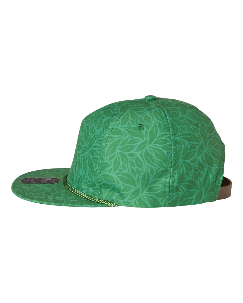 Left View of Green Floral The Aloha Rope Cap - DNA010