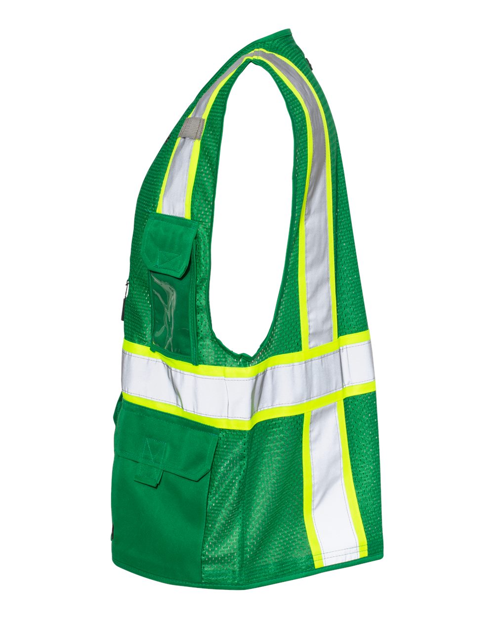 Left View of Green/ Lime - B104 EV Series® Enhanced Visibility Multi-Pocket Mesh Vest - B100-111