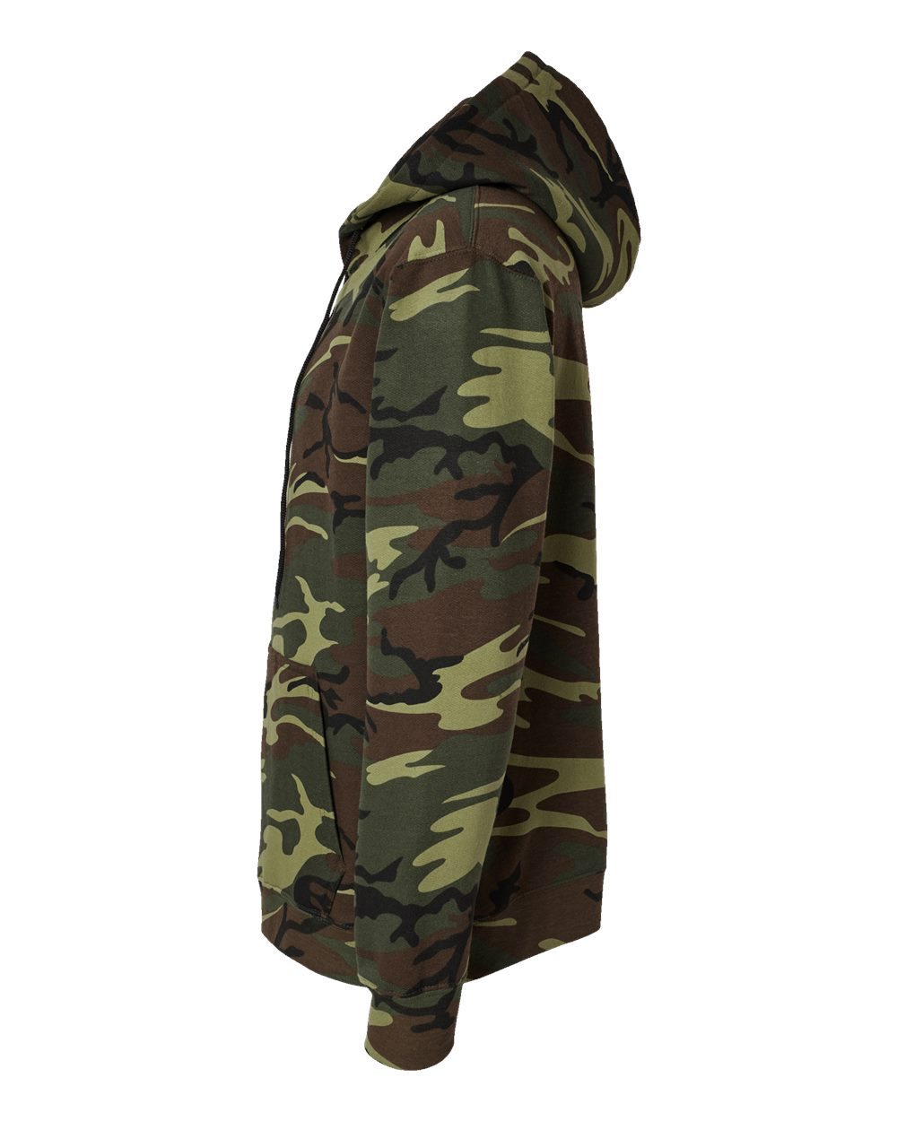Left View of Green Woodland Camo Pullover Fleece Hoodie - 3969