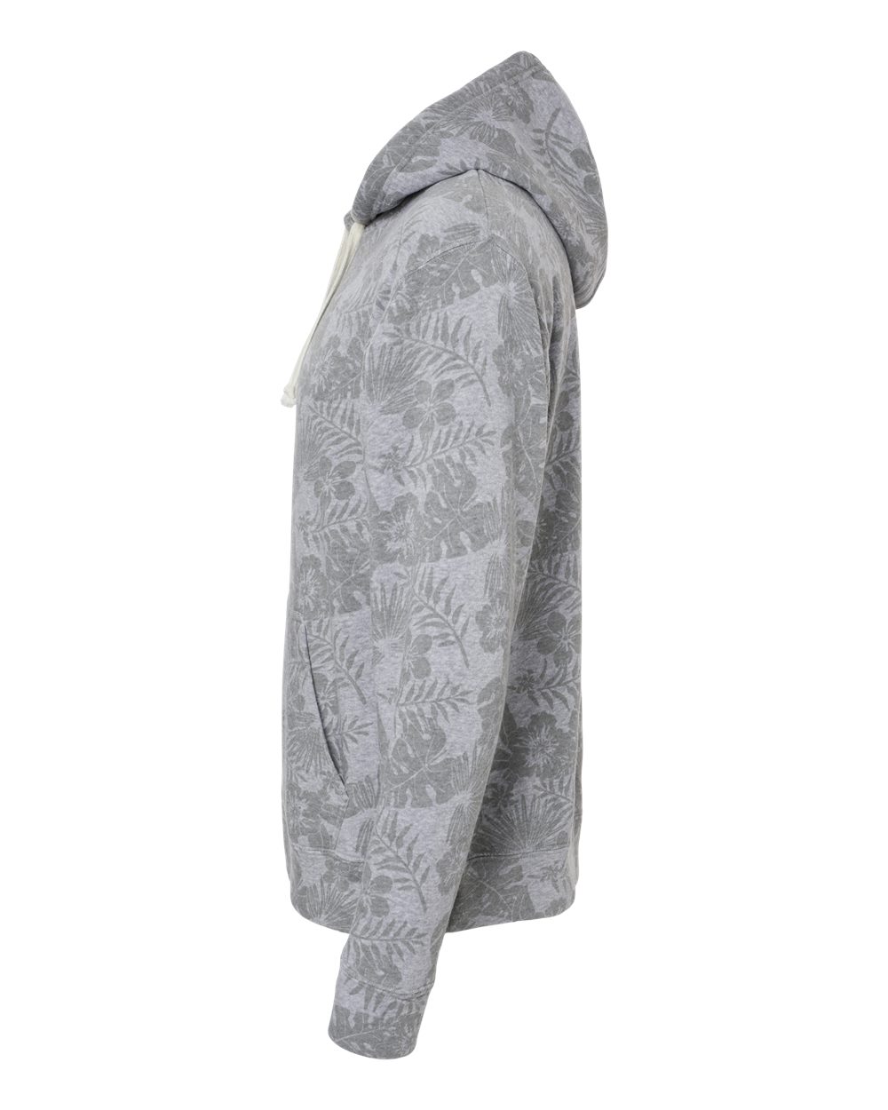 Left View of Grey Aloha Triblend Triblend Fleece Hooded Sweatshirt - 8871