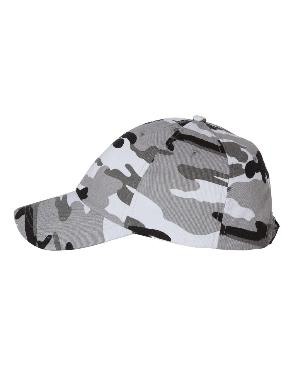 Left View of Grey Camo Bio-Washed Classic Dad Hat - VC300A