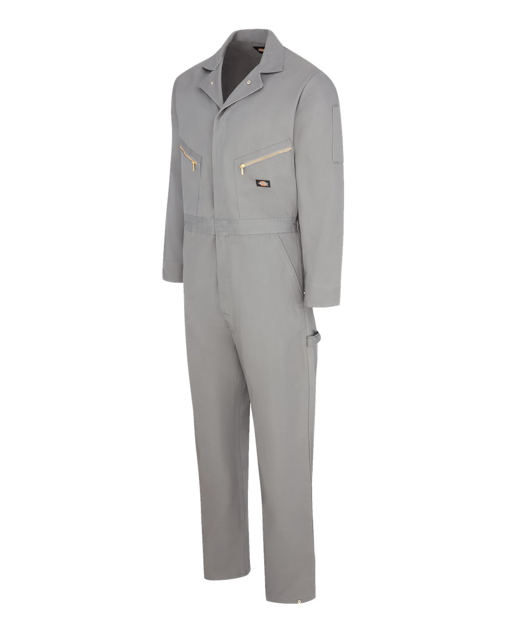 Left View of Grey Deluxe Long Sleeve Cotton Coverall - Tall Sizes - 4877T