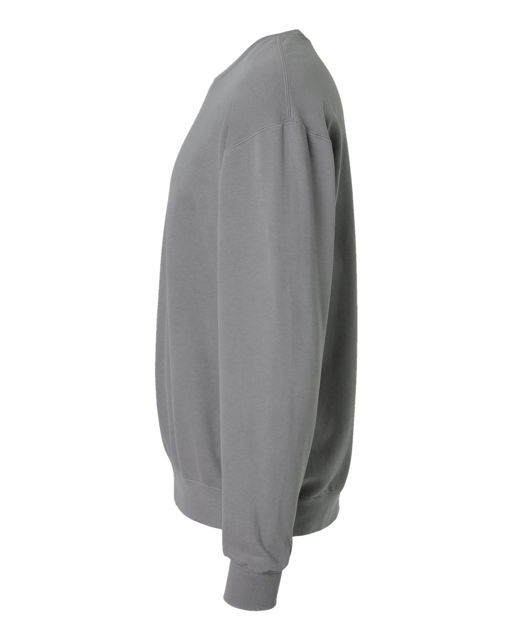 Left View of Grey Garment-Dyed Lightweight Fleece Crewneck Sweatshirt - 1466