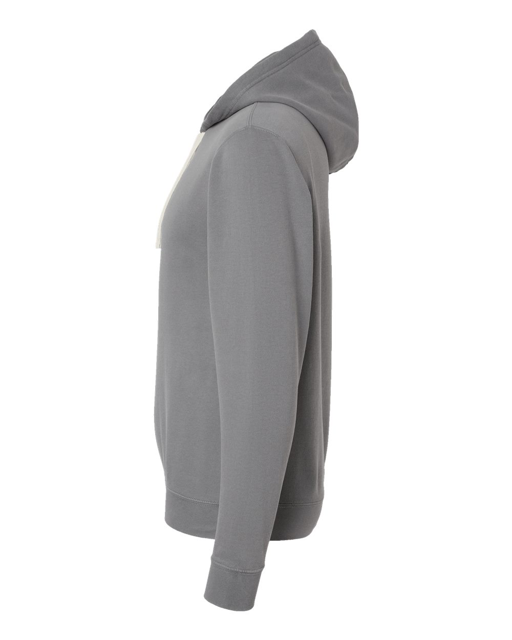 Left View of Grey Garment-Dyed Lightweight Fleece Hooded Sweatshirt - 1467