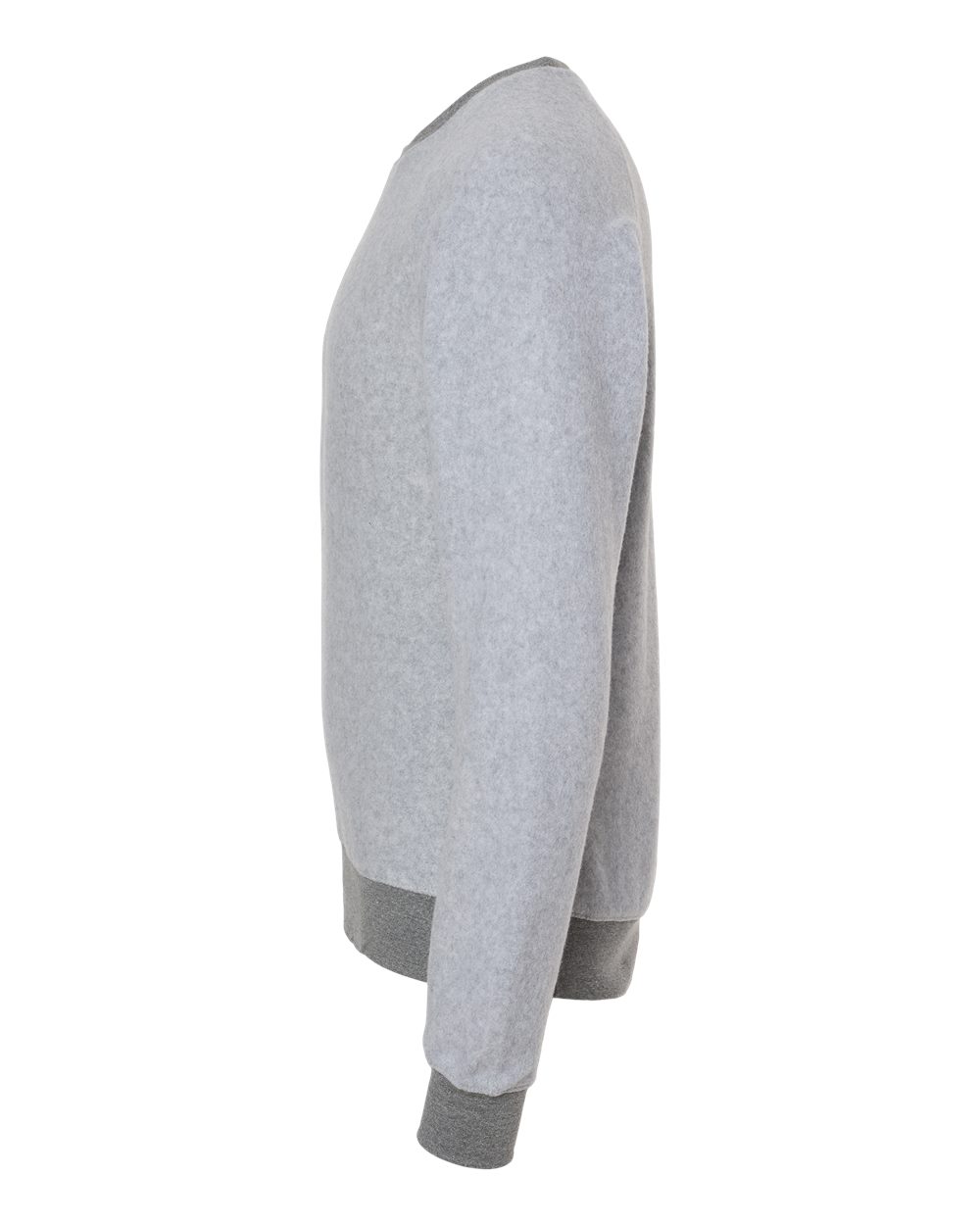 Left View of Grey Heather Flip Side Fleece Crewneck Sweatshirt - 8710