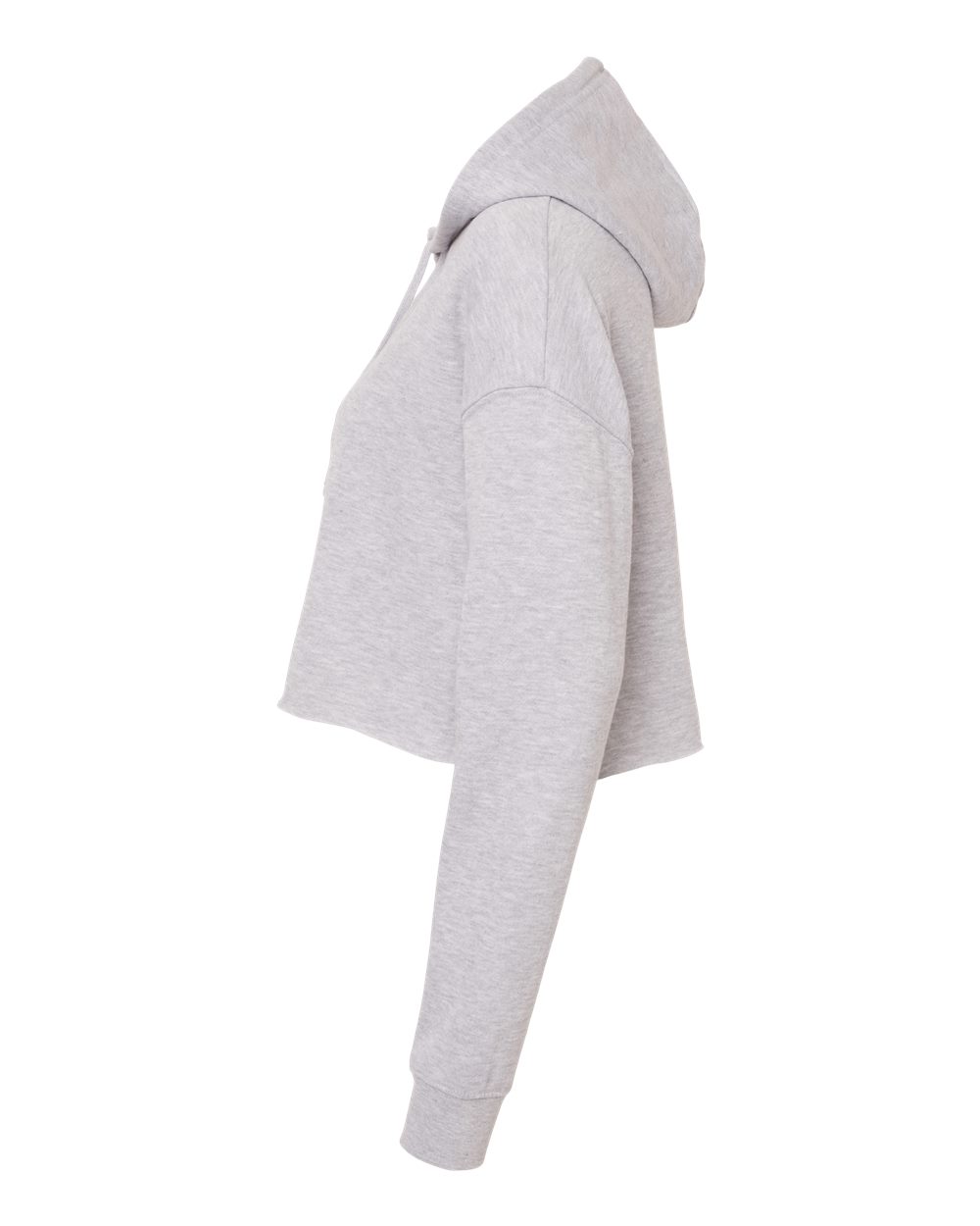 Left View of Grey Heather Women’s Lightweight Crop Hooded Sweatshirt - AFX64CRP