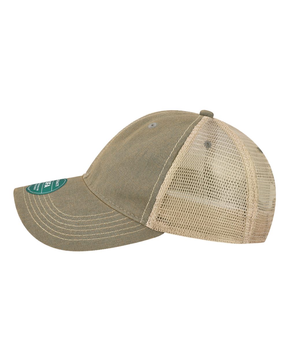 Left View of Grey/ Khaki Old Favorite Trucker Cap - OFA