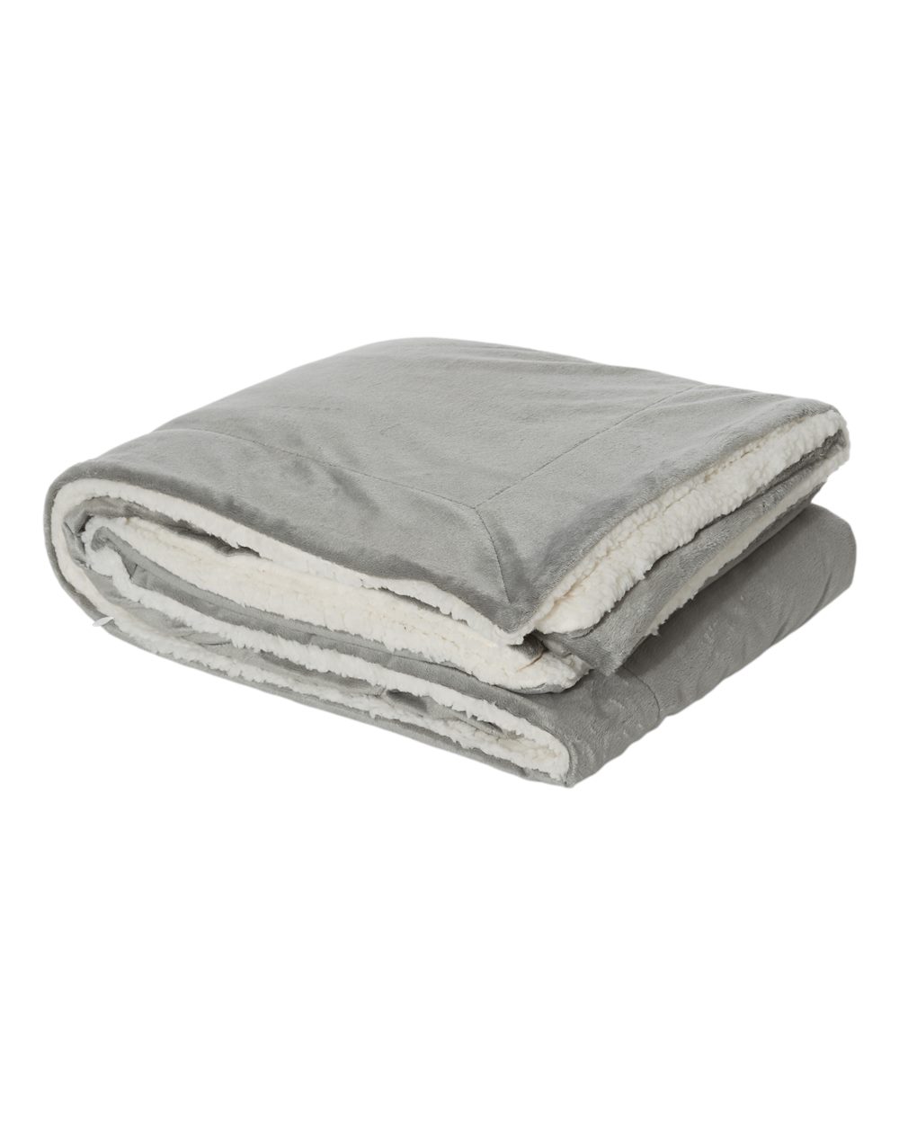 Left View of Grey Micro Mink Sherpa Blanket - 8712