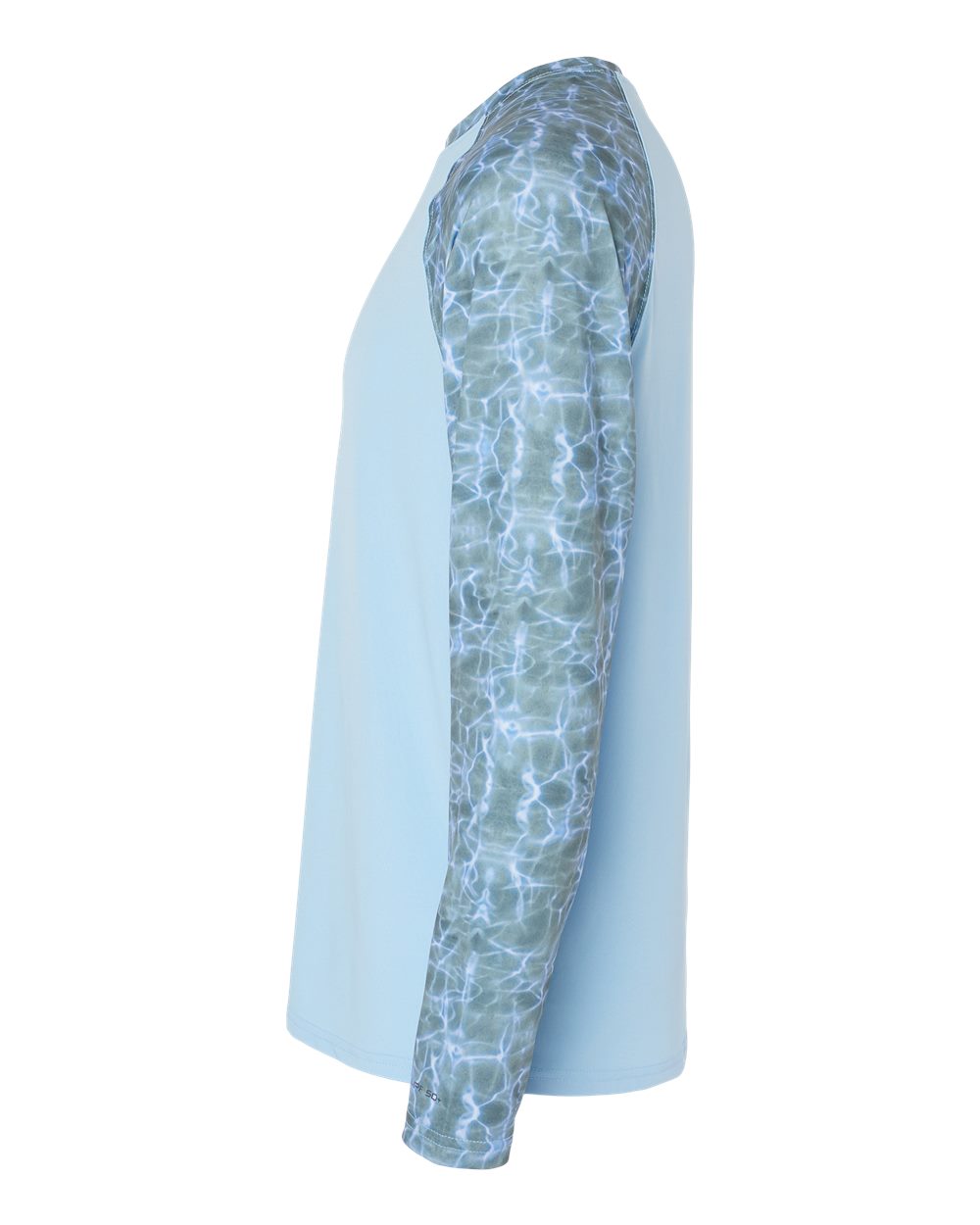 Left View of Grey Mist Water Panama Colorblocked Long Sleeve T-Shirt - 231