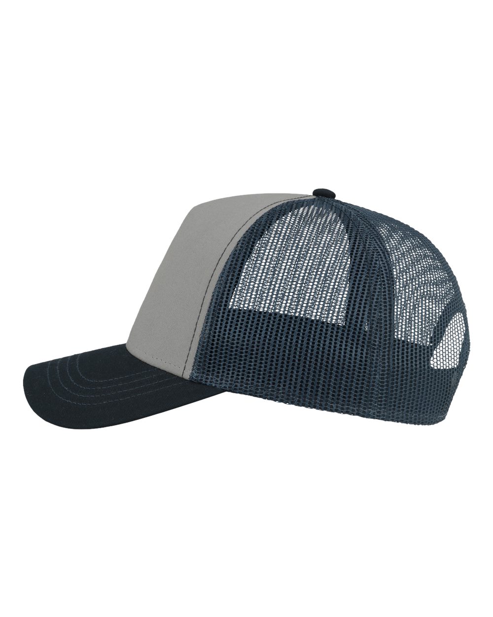 Left View of Grey/ Navy Sustainable Canvas Cap - RAPPER