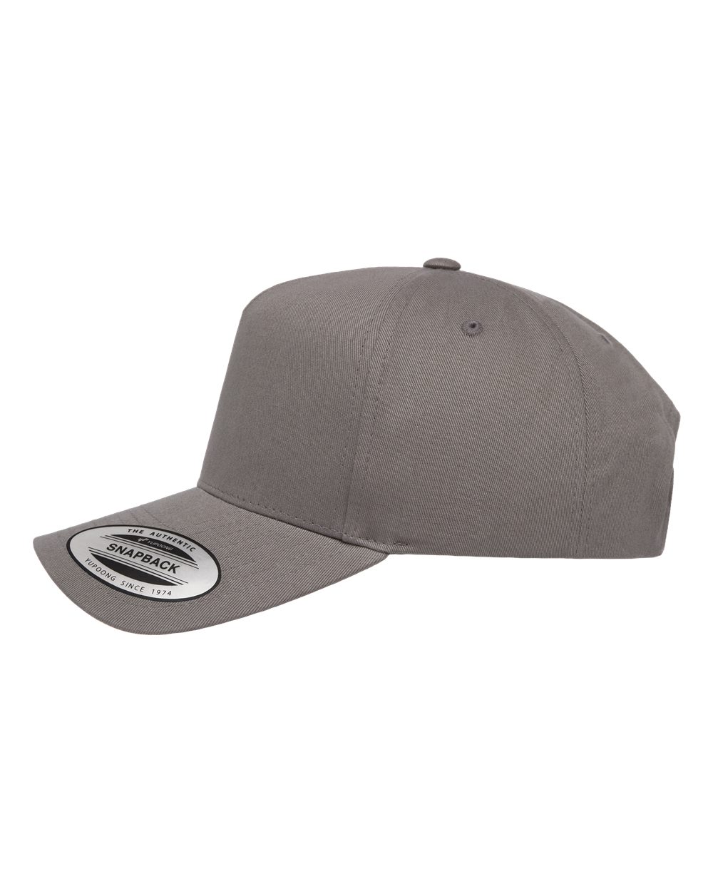 Left View of Grey Retro Cotton Blend Trucker Snapback Cap - 5079