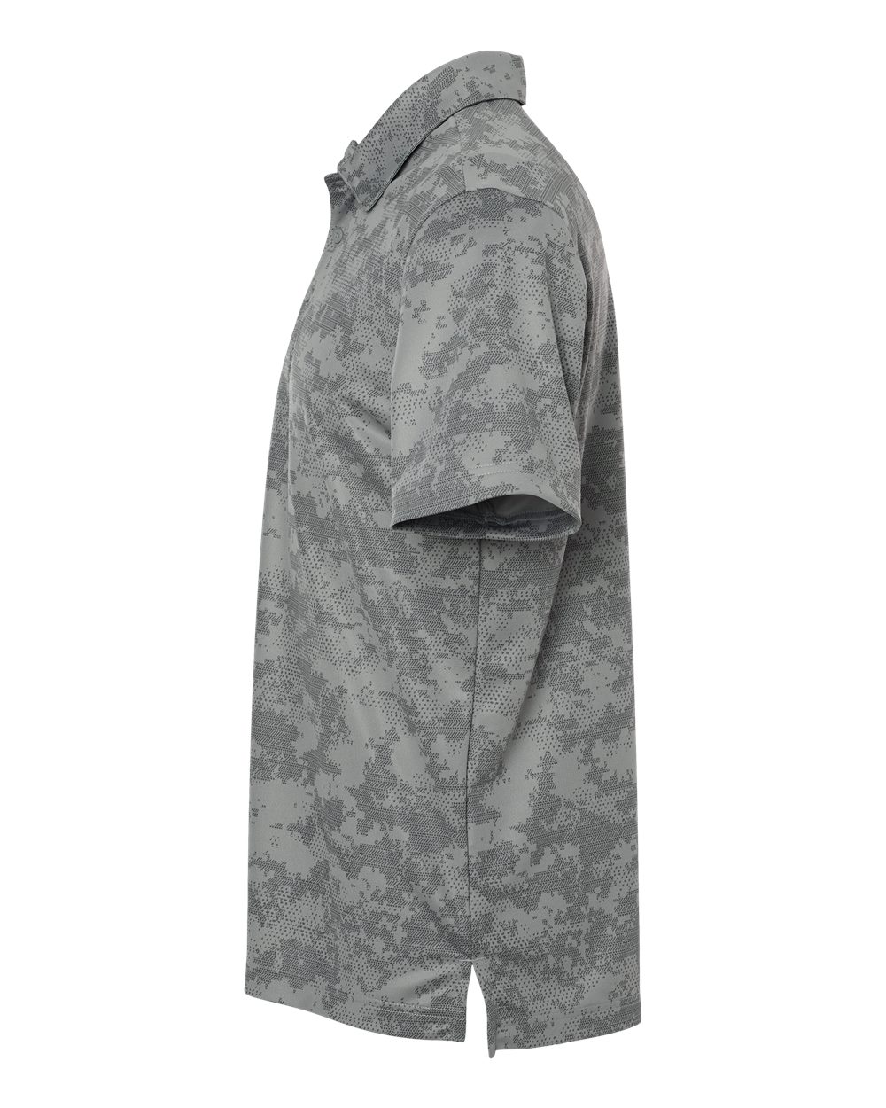 Left View of Grey Three Camo Polo - A550