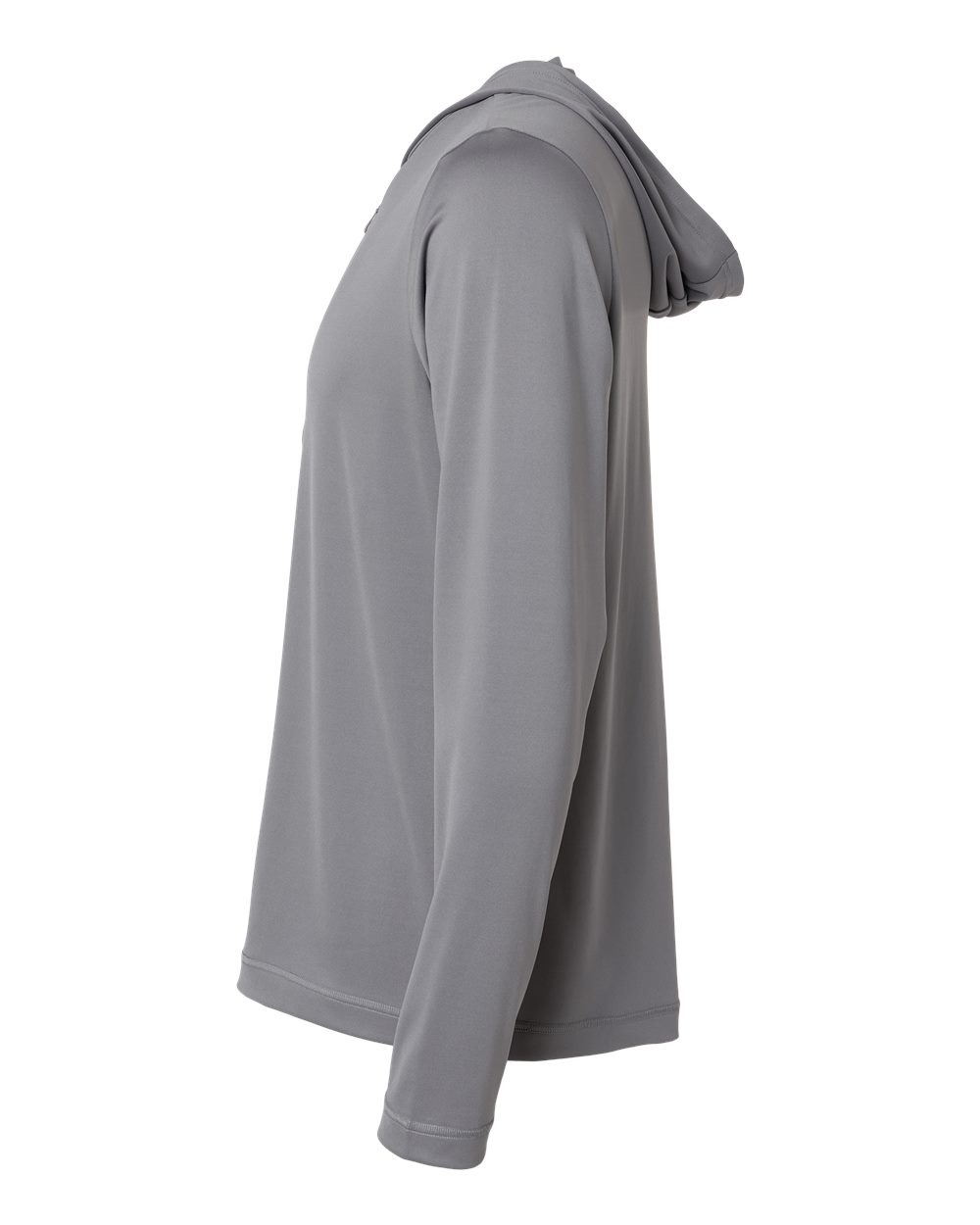 Left View of Grey Three Lightweight Performance Quarter-Zip Hooded Pullover - A596