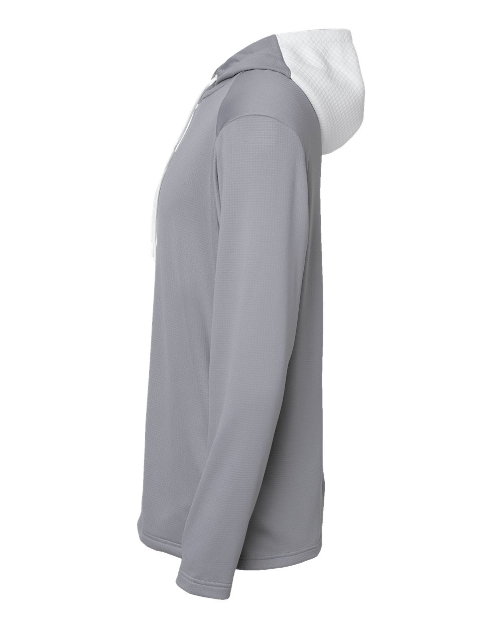 Left View of Grey Three Textured Mixed Media Hooded Sweatshirt - A530