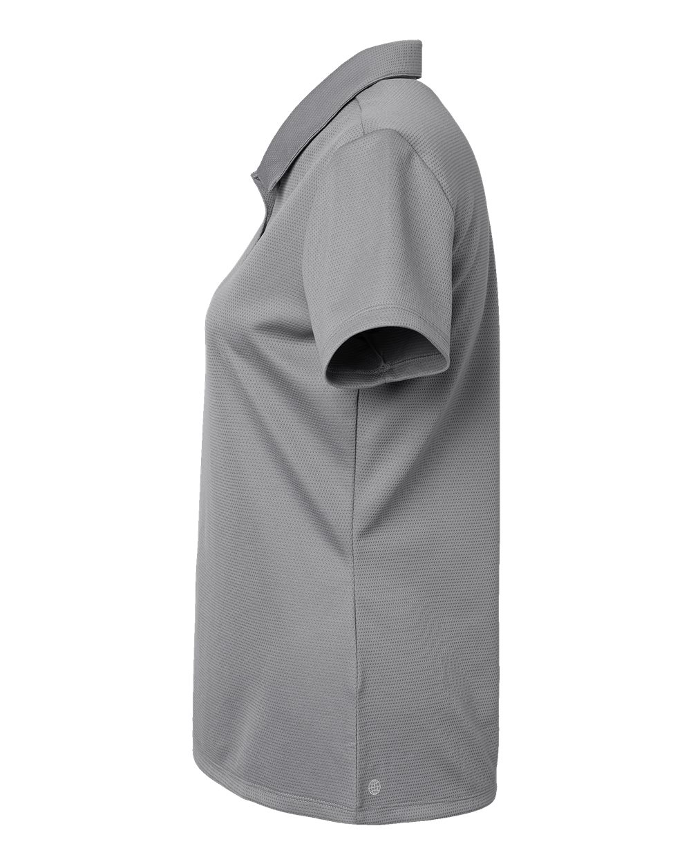 Left View of Grey Three Women's Micro Pique Polo - A581