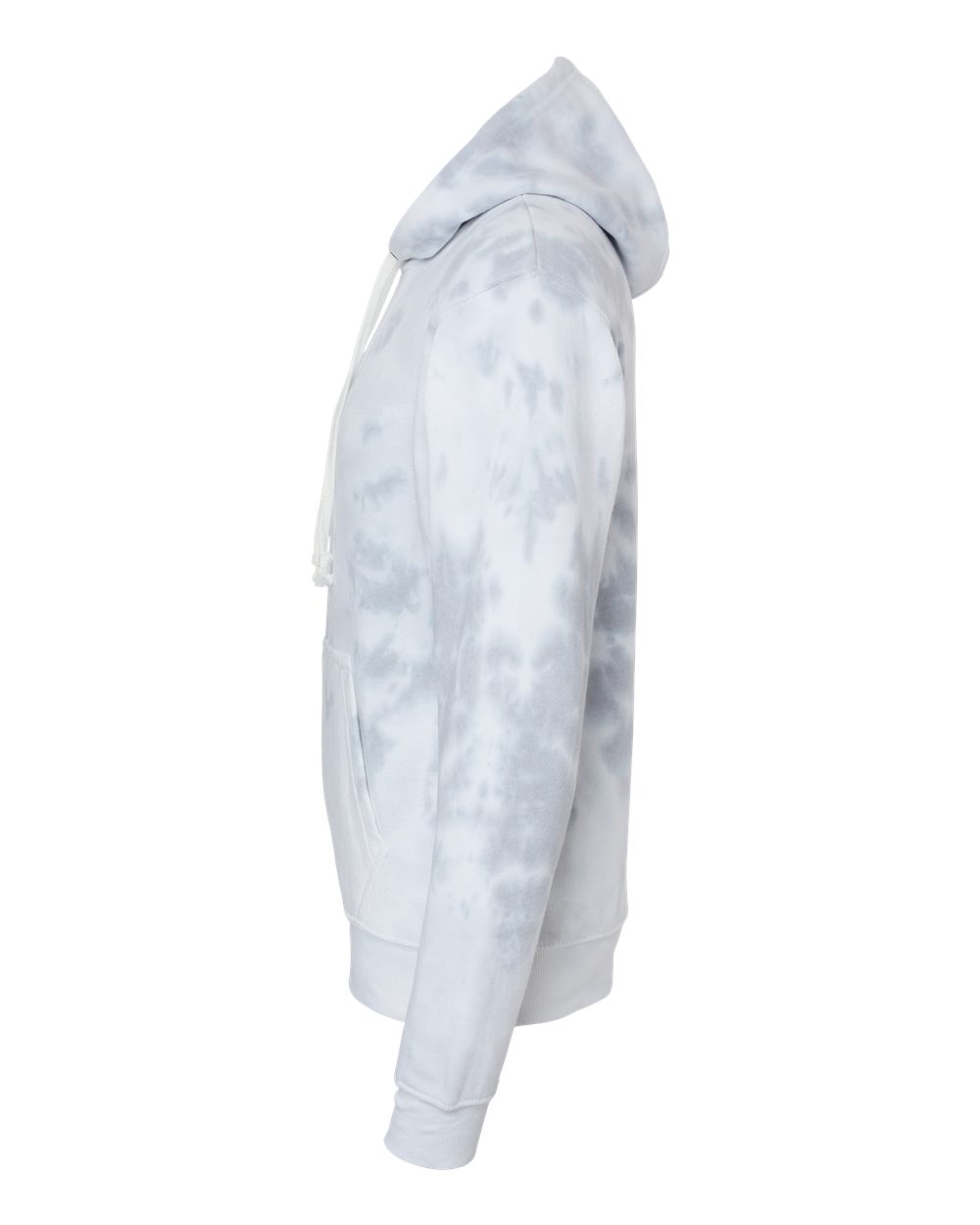 Left View of Grey Tie Dye Tie-Dyed Fleece Hooded Sweatshirt - 8861