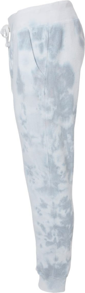 Left View of Grey Tie Dye Tie-Dyed Fleece Joggers - 8884