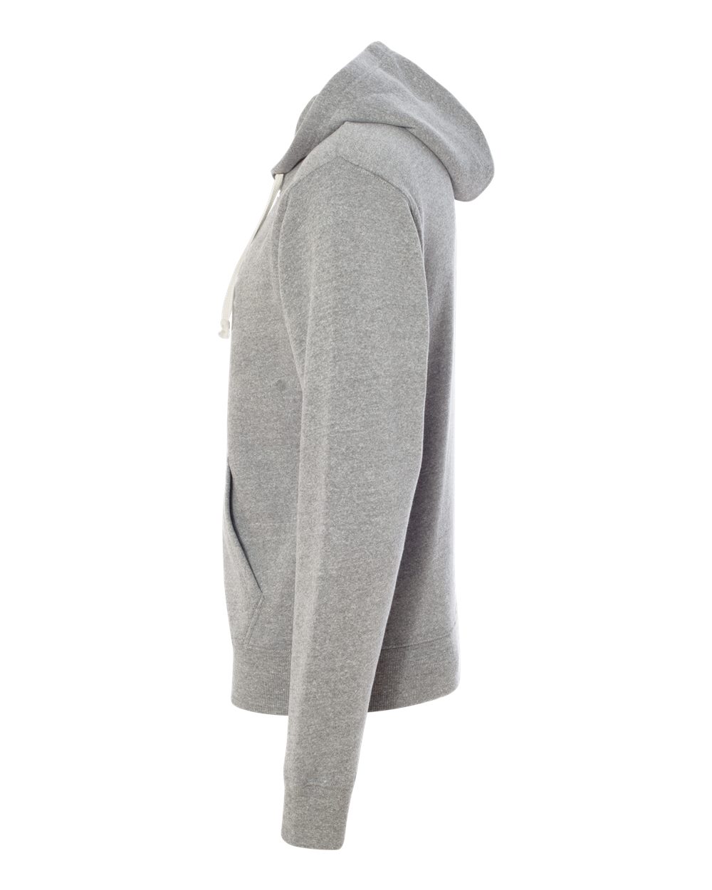 Left View of Grey Triblend Triblend Full-Zip Hooded Sweatshirt - 8872