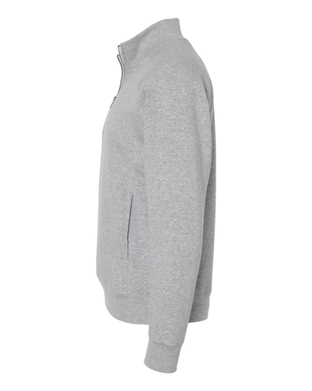 Left View of Grey Triblend Triblend Quarter-Zip Sweatshirt - 8869