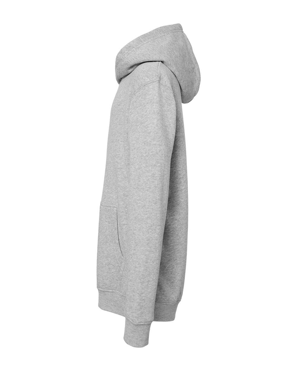 Left View of Grey Triblend Youth Triblend Fleece Hooded Sweatshirt - 8880