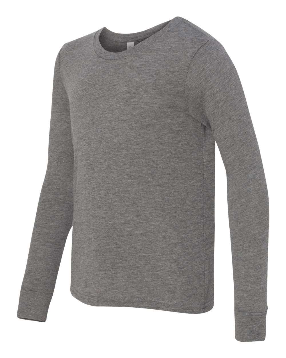 Left View of Grey Triblend Youth Triblend Long Sleeve Tee - 3513Y
