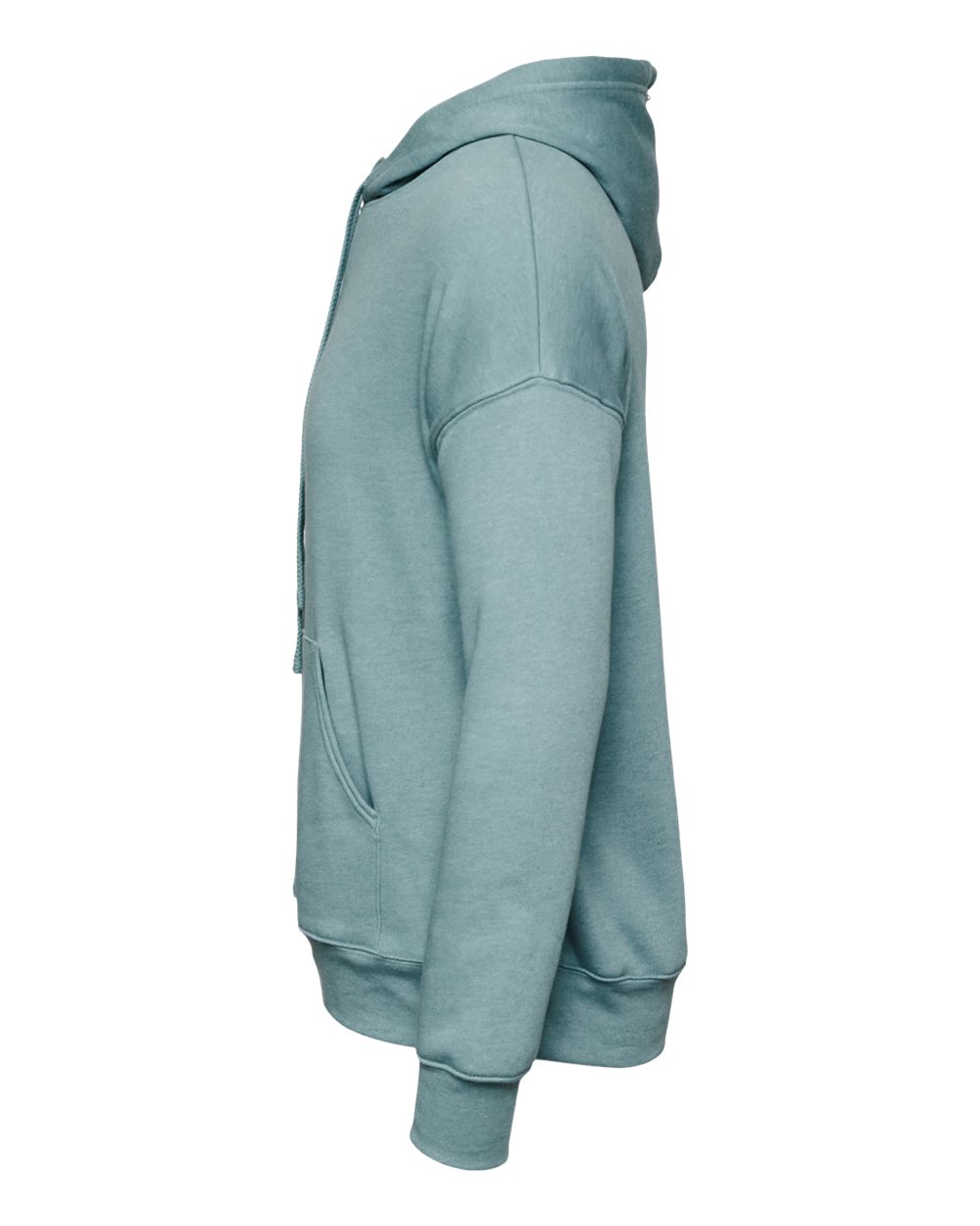 Left View of Heather Blue Lagoon Sponge Fleece Drop Shoulder Hoodie - 3729