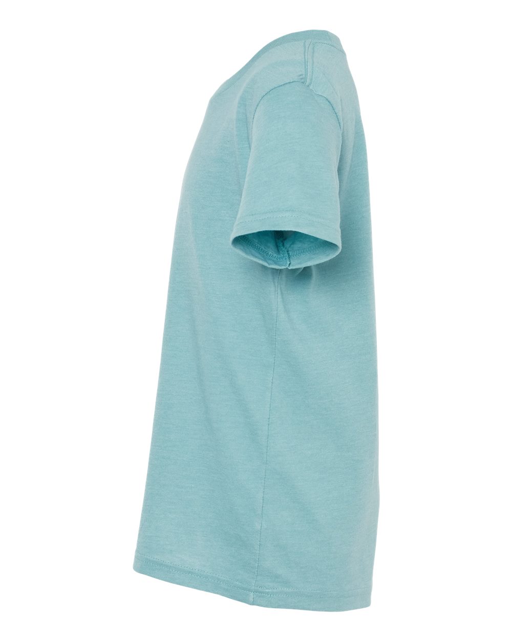 Left View of Heather Blue Lagoon Youth CVC Jersey Tee - 3001YCVC