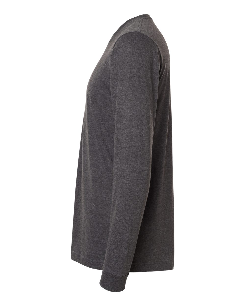 Left View of Heather Charcoal Fine Jersey Long Sleeve T-Shirt - 202LS